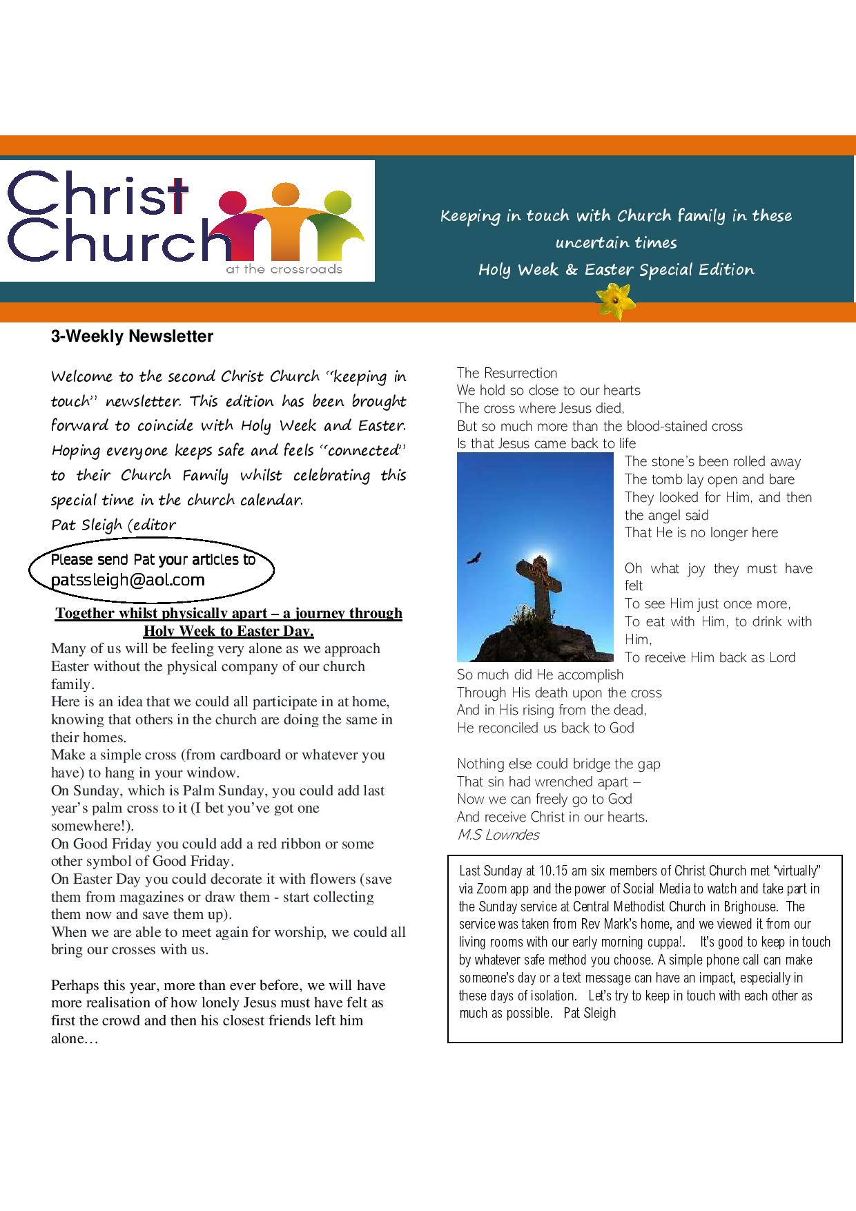 Keeping in touch newsletter - 2nd Edition - Christ Church