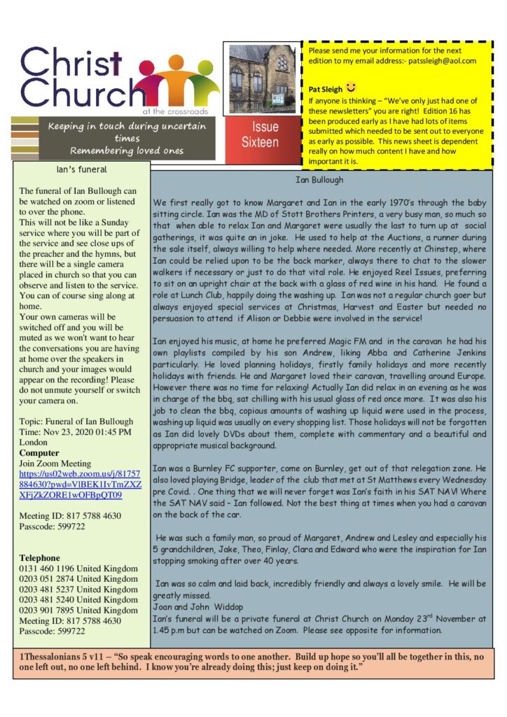 Keeping in touch newsletter - 16th Edition - Christ Church